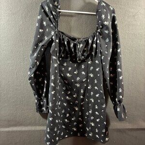 y2k h&m women milkmaid dress medium fairy grunge whimsigoth floral dainty